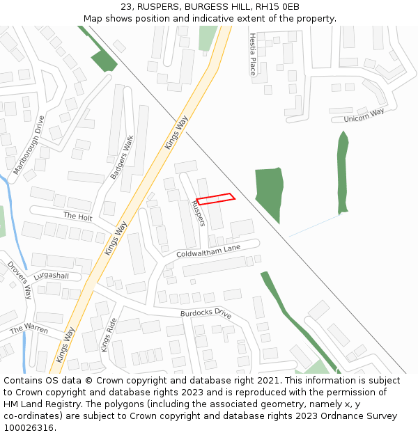 23, RUSPERS, BURGESS HILL, RH15 0EB: Location map and indicative extent of plot