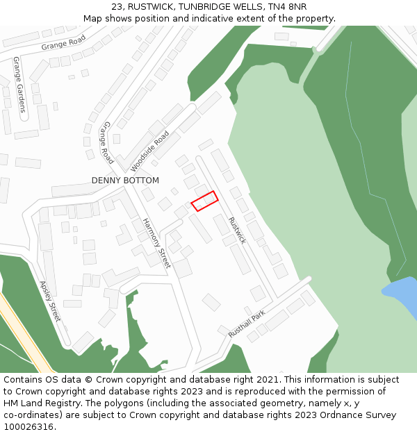 23, RUSTWICK, TUNBRIDGE WELLS, TN4 8NR: Location map and indicative extent of plot