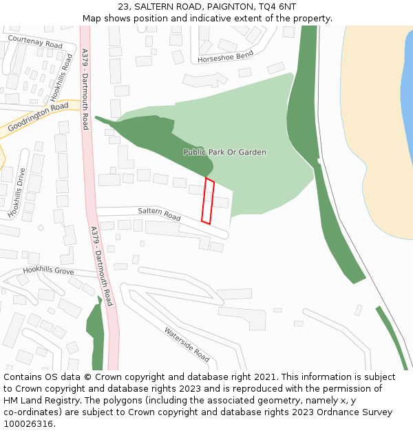 23, SALTERN ROAD, PAIGNTON, TQ4 6NT: Location map and indicative extent of plot