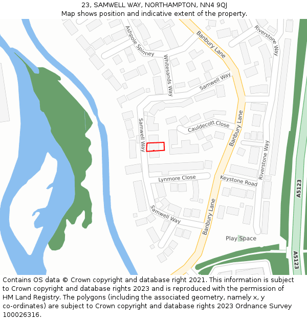 23, SAMWELL WAY, NORTHAMPTON, NN4 9QJ: Location map and indicative extent of plot