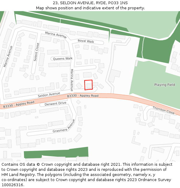 23, SELDON AVENUE, RYDE, PO33 1NS: Location map and indicative extent of plot