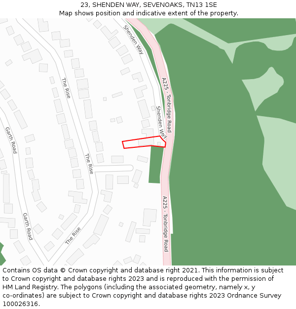 23, SHENDEN WAY, SEVENOAKS, TN13 1SE: Location map and indicative extent of plot