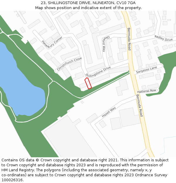 23, SHILLINGSTONE DRIVE, NUNEATON, CV10 7GA: Location map and indicative extent of plot