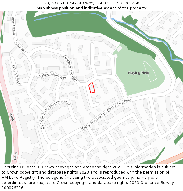 23, SKOMER ISLAND WAY, CAERPHILLY, CF83 2AR: Location map and indicative extent of plot