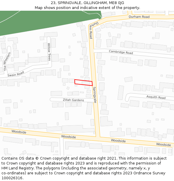 23, SPRINGVALE, GILLINGHAM, ME8 0JG: Location map and indicative extent of plot