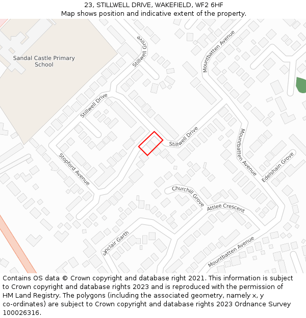 23, STILLWELL DRIVE, WAKEFIELD, WF2 6HF: Location map and indicative extent of plot