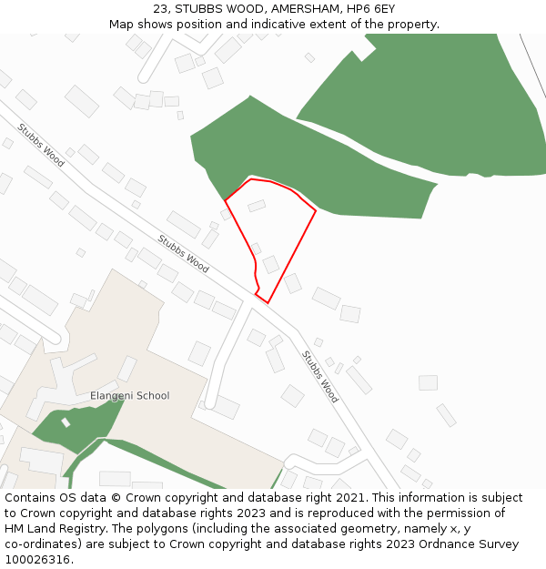 23, STUBBS WOOD, AMERSHAM, HP6 6EY: Location map and indicative extent of plot