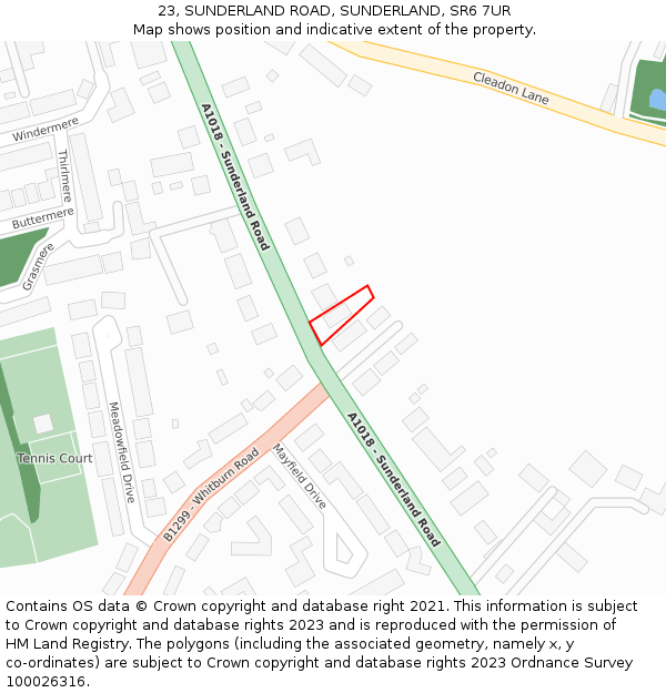 23, SUNDERLAND ROAD, SUNDERLAND, SR6 7UR: Location map and indicative extent of plot