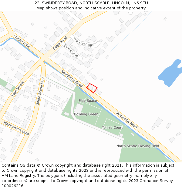 23, SWINDERBY ROAD, NORTH SCARLE, LINCOLN, LN6 9EU: Location map and indicative extent of plot