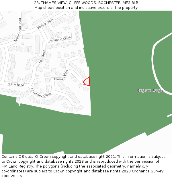 23, THAMES VIEW, CLIFFE WOODS, ROCHESTER, ME3 8LR: Location map and indicative extent of plot