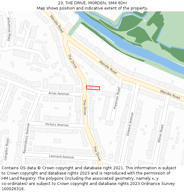 23, THE DRIVE, MORDEN, SM4 6DH: Location map and indicative extent of plot