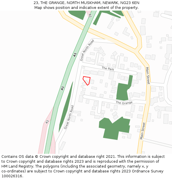 23, THE GRANGE, NORTH MUSKHAM, NEWARK, NG23 6EN: Location map and indicative extent of plot