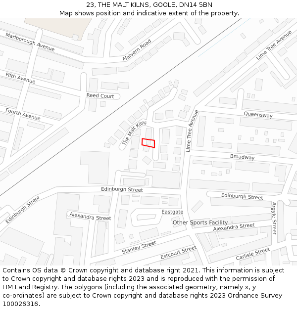 23, THE MALT KILNS, GOOLE, DN14 5BN: Location map and indicative extent of plot