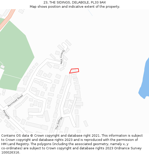 23, THE SIDINGS, DELABOLE, PL33 9AX: Location map and indicative extent of plot