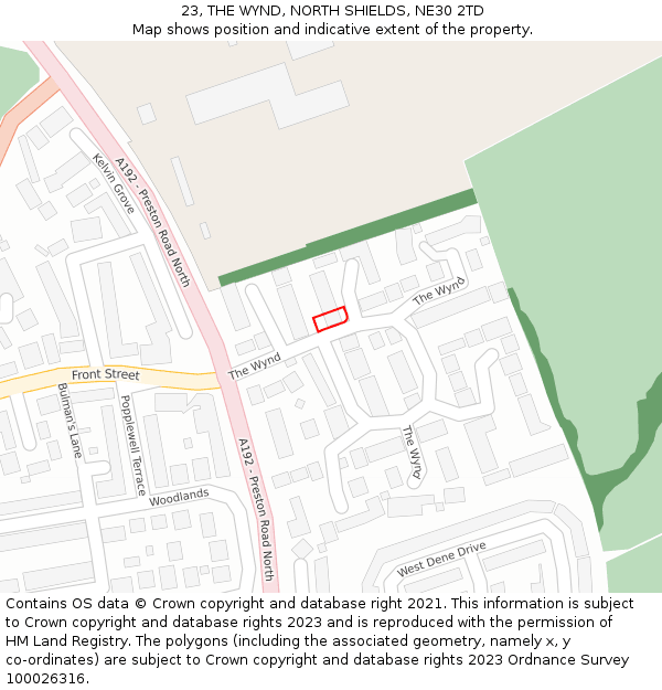 23, THE WYND, NORTH SHIELDS, NE30 2TD: Location map and indicative extent of plot