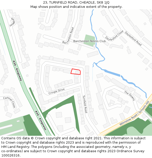 23, TURNFIELD ROAD, CHEADLE, SK8 1JQ: Location map and indicative extent of plot