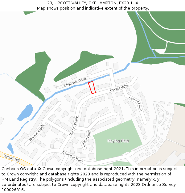 23, UPCOTT VALLEY, OKEHAMPTON, EX20 1UX: Location map and indicative extent of plot