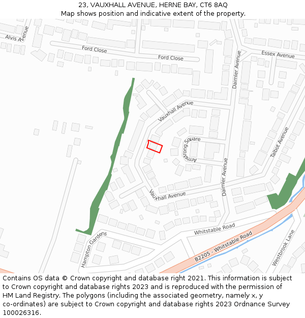 23, VAUXHALL AVENUE, HERNE BAY, CT6 8AQ: Location map and indicative extent of plot