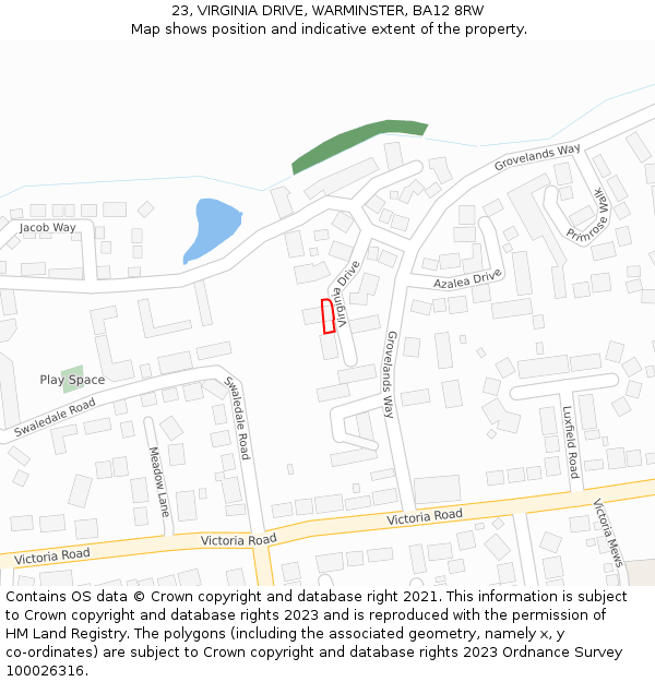 23, VIRGINIA DRIVE, WARMINSTER, BA12 8RW: Location map and indicative extent of plot