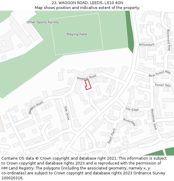 23, WAGGON ROAD, LEEDS, LS10 4GN: Location map and indicative extent of plot