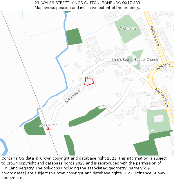 23, WALES STREET, KINGS SUTTON, BANBURY, OX17 3RR: Location map and indicative extent of plot