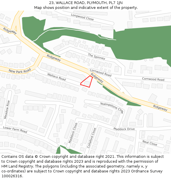 23, WALLACE ROAD, PLYMOUTH, PL7 1JN: Location map and indicative extent of plot