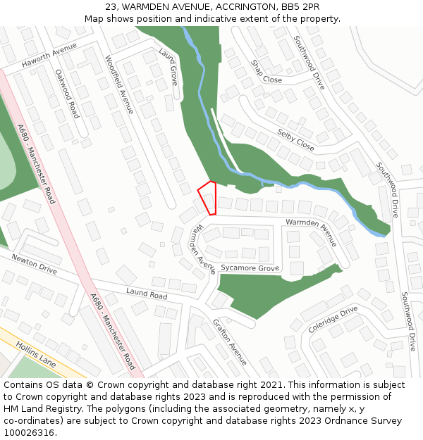 23, WARMDEN AVENUE, ACCRINGTON, BB5 2PR: Location map and indicative extent of plot