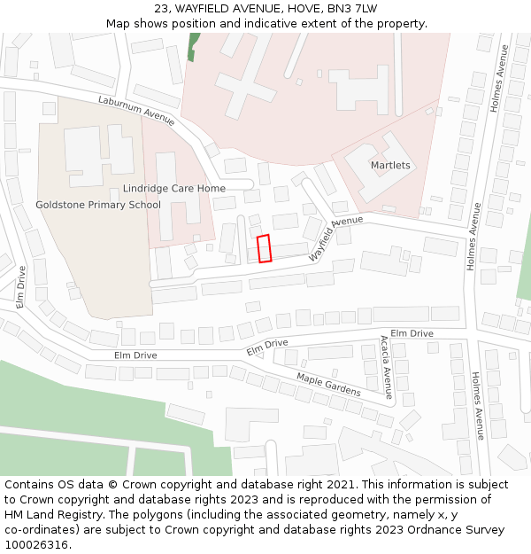 23, WAYFIELD AVENUE, HOVE, BN3 7LW: Location map and indicative extent of plot