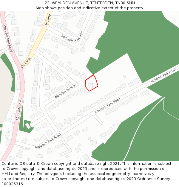 23, WEALDEN AVENUE, TENTERDEN, TN30 6NN: Location map and indicative extent of plot