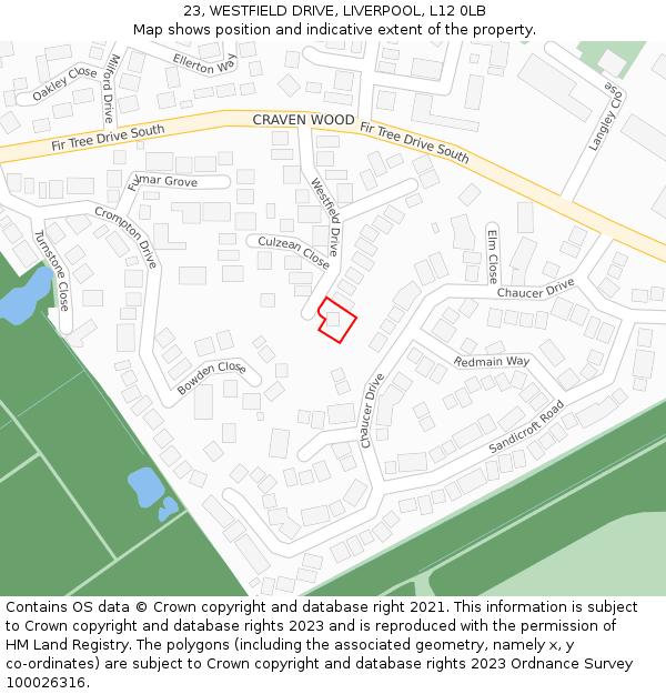 23, WESTFIELD DRIVE, LIVERPOOL, L12 0LB: Location map and indicative extent of plot