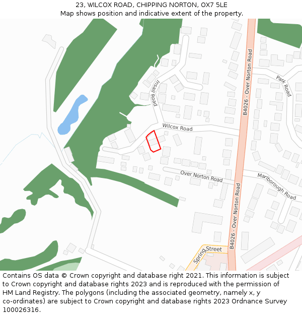 23, WILCOX ROAD, CHIPPING NORTON, OX7 5LE: Location map and indicative extent of plot