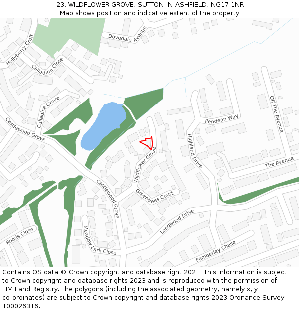 23, WILDFLOWER GROVE, SUTTON-IN-ASHFIELD, NG17 1NR: Location map and indicative extent of plot