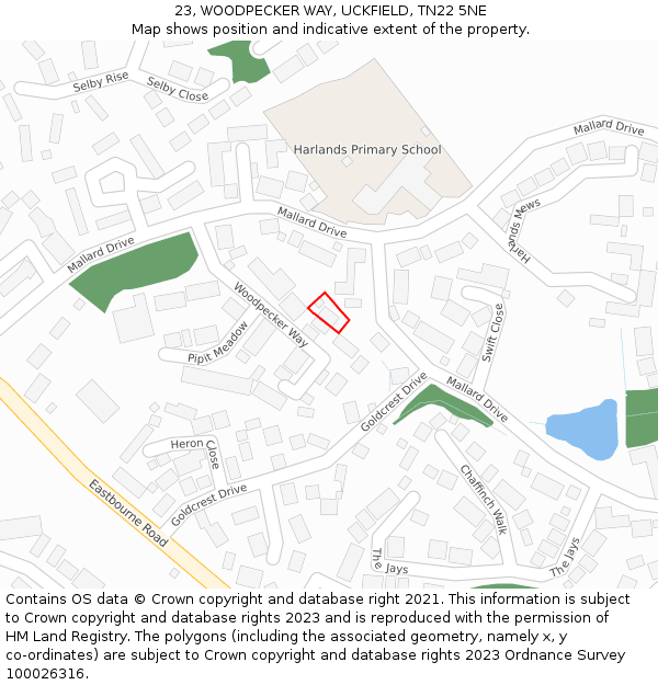 23, WOODPECKER WAY, UCKFIELD, TN22 5NE: Location map and indicative extent of plot