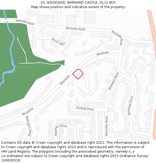 23, WOODSIDE, BARNARD CASTLE, DL12 8DY: Location map and indicative extent of plot