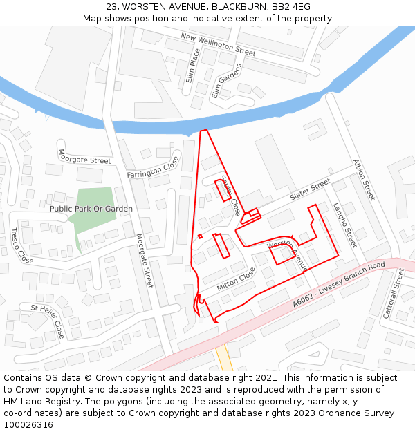 23, WORSTEN AVENUE, BLACKBURN, BB2 4EG: Location map and indicative extent of plot