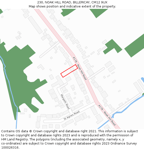 230, NOAK HILL ROAD, BILLERICAY, CM12 9UX: Location map and indicative extent of plot