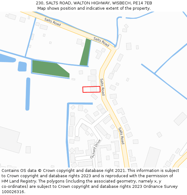 230, SALTS ROAD, WALTON HIGHWAY, WISBECH, PE14 7EB: Location map and indicative extent of plot