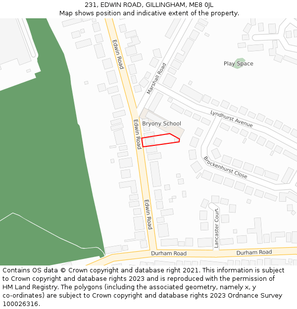 231, EDWIN ROAD, GILLINGHAM, ME8 0JL: Location map and indicative extent of plot