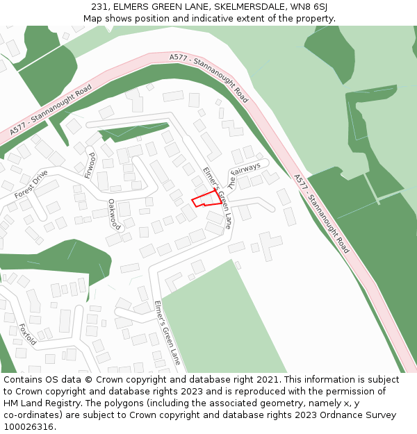 231, ELMERS GREEN LANE, SKELMERSDALE, WN8 6SJ: Location map and indicative extent of plot