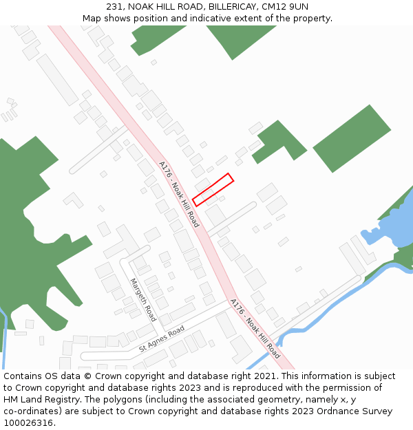 231, NOAK HILL ROAD, BILLERICAY, CM12 9UN: Location map and indicative extent of plot