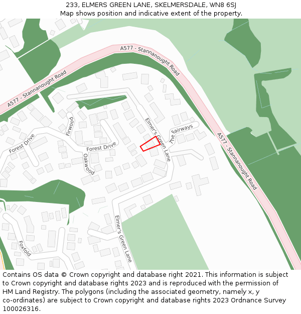 233, ELMERS GREEN LANE, SKELMERSDALE, WN8 6SJ: Location map and indicative extent of plot