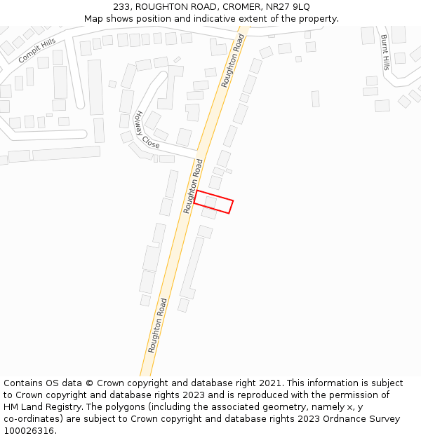 233, ROUGHTON ROAD, CROMER, NR27 9LQ: Location map and indicative extent of plot