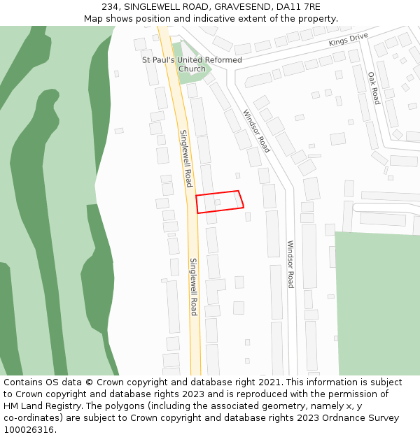 234, SINGLEWELL ROAD, GRAVESEND, DA11 7RE: Location map and indicative extent of plot