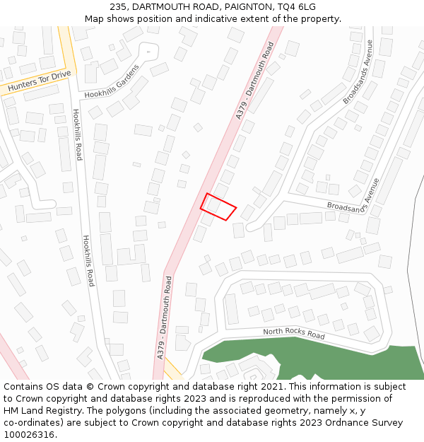 235, DARTMOUTH ROAD, PAIGNTON, TQ4 6LG: Location map and indicative extent of plot