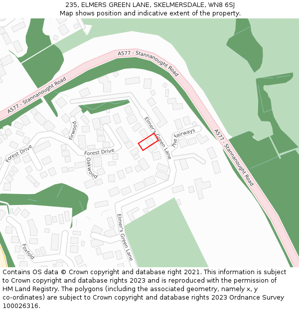 235, ELMERS GREEN LANE, SKELMERSDALE, WN8 6SJ: Location map and indicative extent of plot
