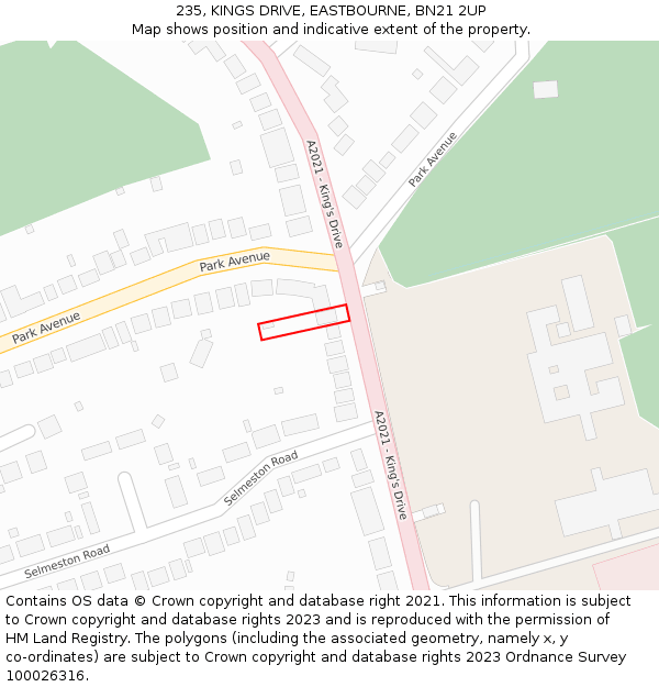 235, KINGS DRIVE, EASTBOURNE, BN21 2UP: Location map and indicative extent of plot