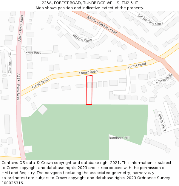 235A, FOREST ROAD, TUNBRIDGE WELLS, TN2 5HT: Location map and indicative extent of plot