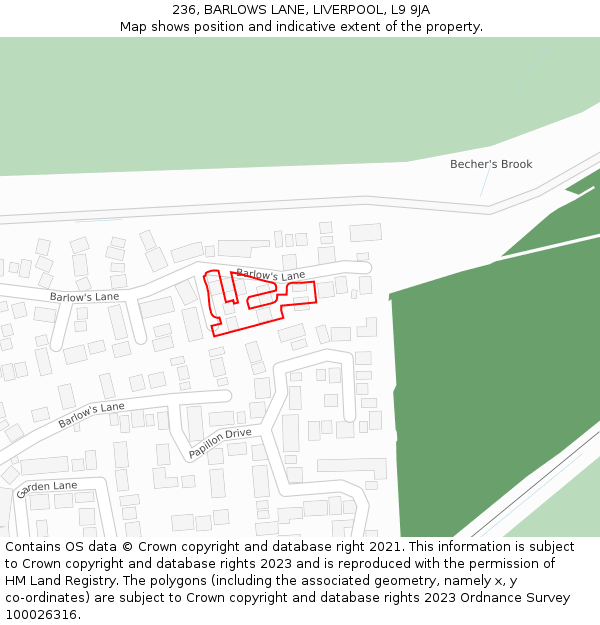 236, BARLOWS LANE, LIVERPOOL, L9 9JA: Location map and indicative extent of plot