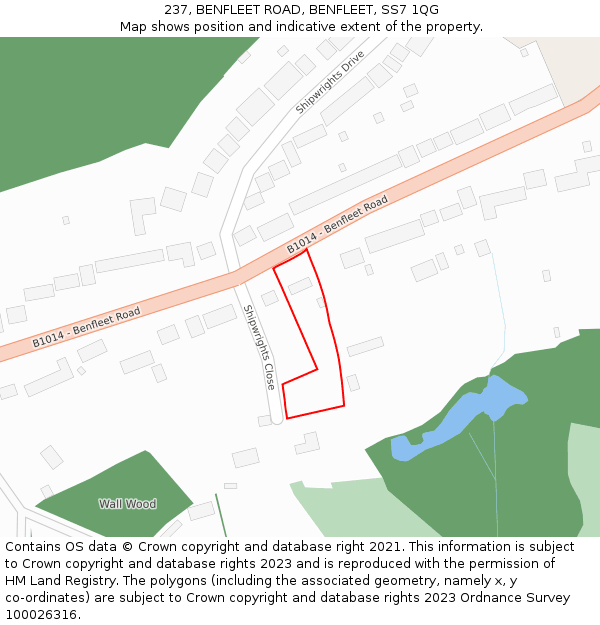 237, BENFLEET ROAD, BENFLEET, SS7 1QG: Location map and indicative extent of plot