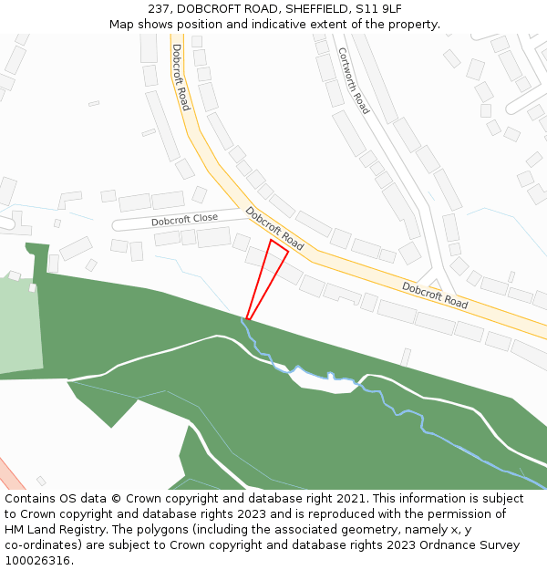 237, DOBCROFT ROAD, SHEFFIELD, S11 9LF: Location map and indicative extent of plot